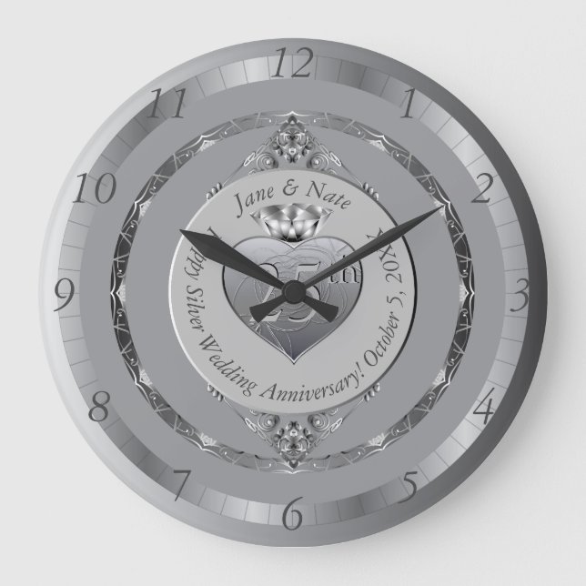 25. Silver Anniversary Wall Clock Große Wanduhr (Vorderseite)