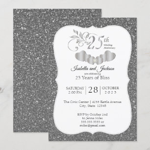 25. Silver Glitter Jubiläum Einladung