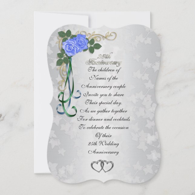 25. Silver-Jubiläum Einladung Blue Rose (Vorderseite)