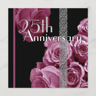 25. Silver Jubiläum Einladung PINK Roses