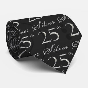 25. Silver Jubiläum in Black Damask mit Silve Krawatte