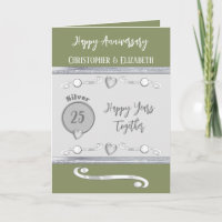 25. Silver Jubiläum Namen hinzufügen Moos grün