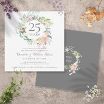 25. Silver Jubiläum Rose Grüne Gärten Einladung<br><div class="desc">Mit einer zarten Aquarellgarage mit blühenden Rose im Grünen ist diese schicke botanische Einladung zum 25. Hochzeitstag personalisiert mit Ihrem besonderen Silberjubiläum. Auf der Rückseite befindet sich eine passende Blumengarage,  die Ihr Jubiläum in elegantem weißem Text auf silberfarbenem Hintergrund umrahmt. Entwickelt von Thisisnotme©</div>