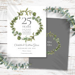 25. Silver Jubiläum Save the Date Grüne Ankündigungspostkarte<br><div class="desc">Diese elegante botanische Jubiläumskarte mit einer eleganten,  waldgrünen Garage kann mit Ihrer speziellen Silber-Jubiläumsinformation personalisiert werden. Das 25. Auf der Rückseite befindet sich eine passende Blumengarage,  die Ihr Jubiläum in elegantem weißem Text auf silberfarbenem Hintergrund umrahmt. Entwickelt von Thisisnotme©</div>