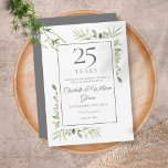 25. Silver Jubiläum Save the Date Grüne Einladung<br><div class="desc">Mit zarten Aquarellfarben-Blätter kann diese Save the Date Jubiläumsveranstaltung mit einer besonderen 25-jährigen Jubiläumsinformation personalisiert werden,  auf der Rückseite mit silberfarbenem Hintergrund. Entwickelt von Thisisnotme©</div>