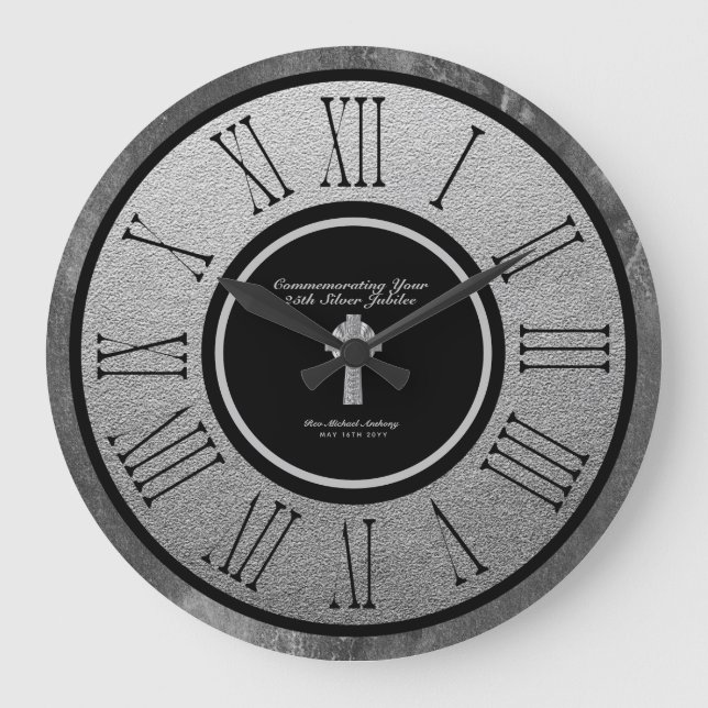 25. Silver Jubilee Ordination Jubiläum CUSTOM Große Wanduhr (Vorderseite)