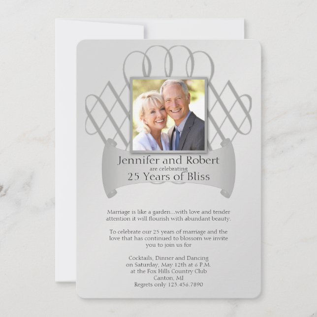 25. Silver Scroll - Einladung zum Hochzeitstag (Vorderseite)