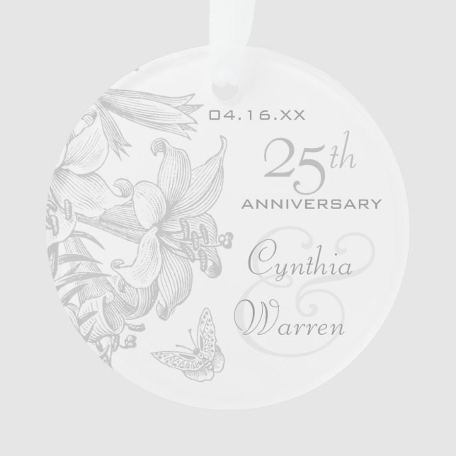 25. Silver Wedding Anniversary Custom Keepake Ornament (Vorderseite)