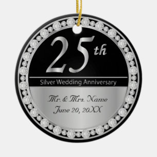 25. Silver Wedding Anniversary Keepake Keramikornament