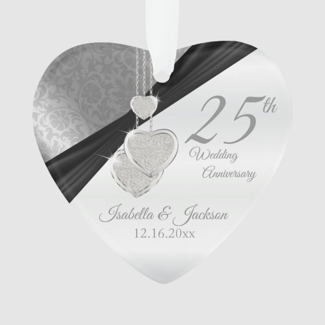 25. Silver Wedding Anniversary Keepake Ornament (Vorderseite)