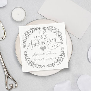 25. Silver Wedding Anniversary Paper Napkins Serviette