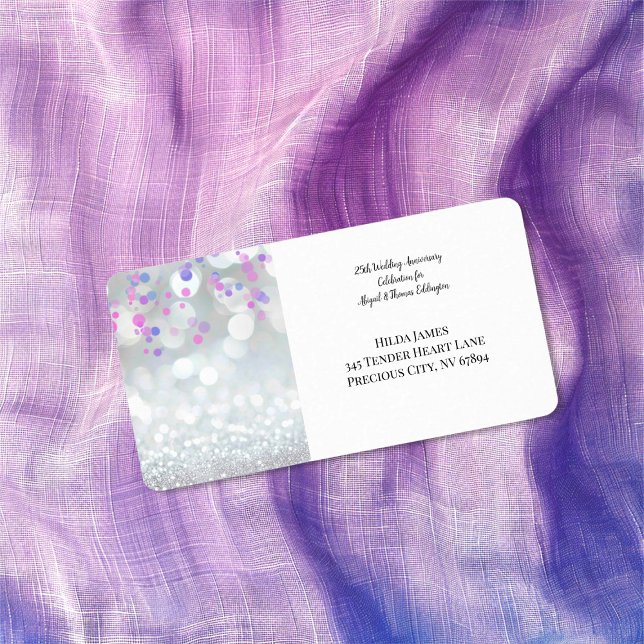 25 Silver Wedding Anniversary Return Address Label Adressaufkleber (25th Silver Wedding Anniversary (bokeh) return address label)