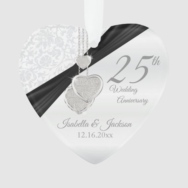 25. Silver Wedding Anniversary Sake Design Ornament (Vorderseite)