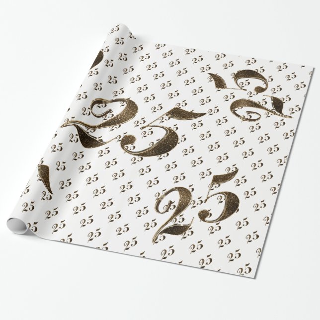 25. Silver Wedding Anniversary Typografie Elegant Geschenkpapier (Ungerollt)