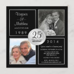 25. Silver Wedding Anniversary Überraschungs-Party Einladung<br><div class="desc">Erstellen Sie Ihre eigenen lässigen lustigen und extravaganten personalisierten 25. Silver Wedding Anniversary Überraschungen Party Einladungen - zwei (2) "damals und jetzt" gerahmte Fotovorlagen - mit schönem silberfarbenem Glanzschimmer-Emblem. Personalisieren Sie den Namen, das Datum und die Details für Ihre besondere Silver Wedding Jubiläumsfeier. **HINWEIS: Für SQUARE Einladungskarten geeignet. Andere Größen...</div>