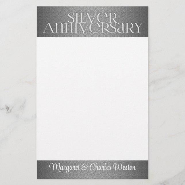 25. Silver Wedding Annivsersary Custom Briefpapier (Vorderseite)