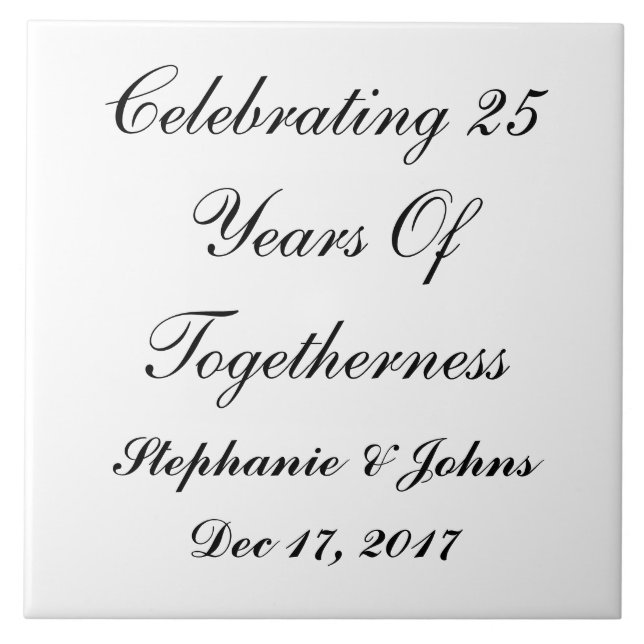 25. Silver Wedding Jubiläum 25 Custom Fliese (Vorderseite)