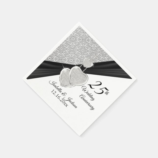 25. Silver Wedding Jubiläum Design Serviette (Ecke)