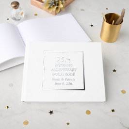 25. Silver Wedding Jubiläum Einfach stilisiert Gästebuch