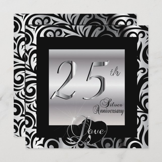 25. Silver Wedding Jubiläum Einladung (Vorne/Hinten)