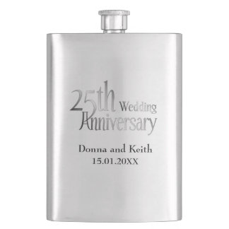 25. Silver Wedding Jubiläum Flachmann