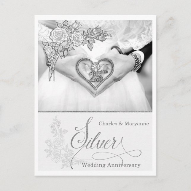 25. Silver Wedding Jubiläum für Paar Postkarte (Vorderseite)