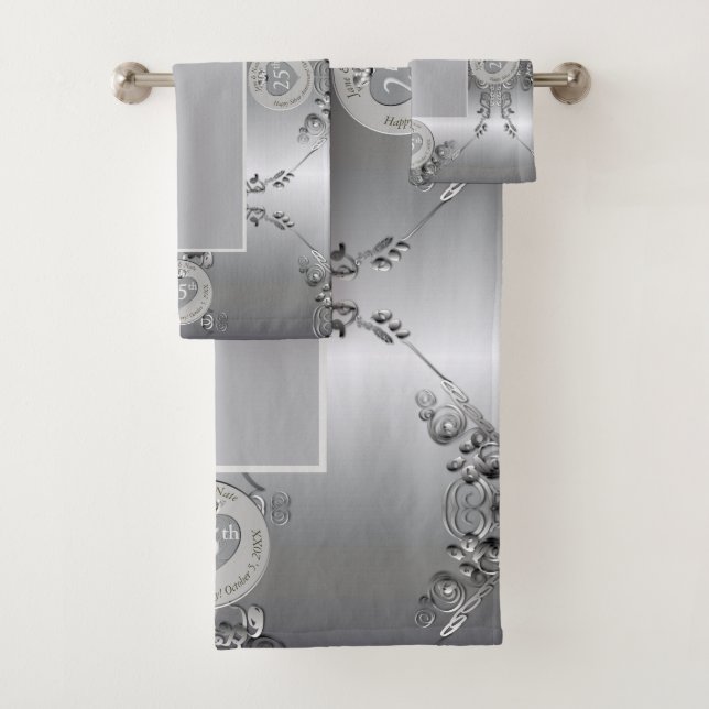 25. Silver Wedding Jubiläum Handtuch Badhandtuch Set (Insitu)