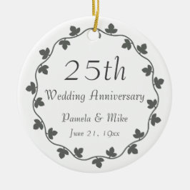 25. Silver Wedding Jubiläum Ivy Wreath Keramik Ornament