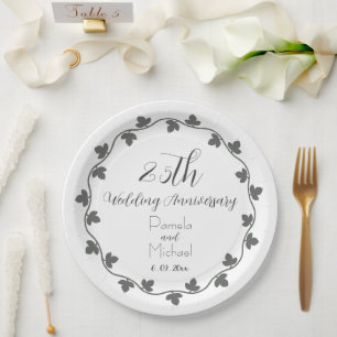 25. Silver Wedding Jubiläum Ivy Wreath Pappteller