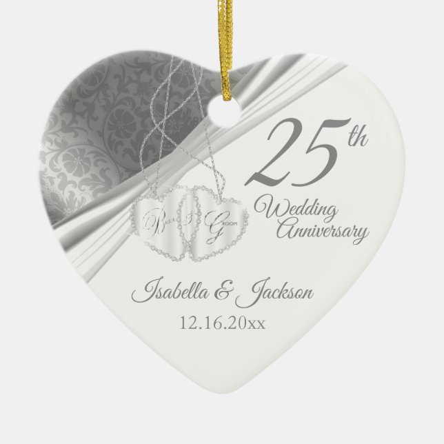 25. Silver Wedding Jubiläum Keramik Ornament (Vorne)
