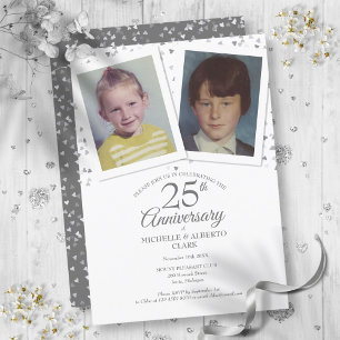 25. Silver Wedding Jubiläum Kinder-Fotos Einladung