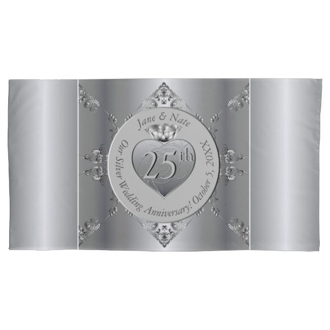 25. Silver Wedding Jubiläum Kissenbezug (Vorderseite-Links)