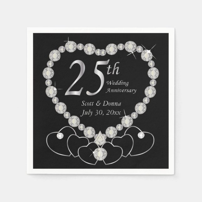 25. Silver Wedding Jubiläum Serviette (Vorderseite)