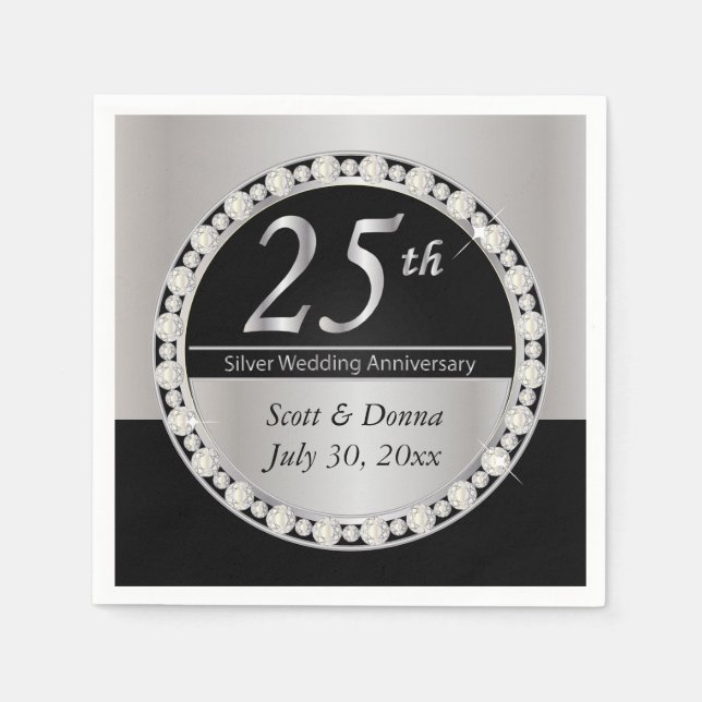 25. Silver Wedding Jubiläum Serviette (Vorderseite)