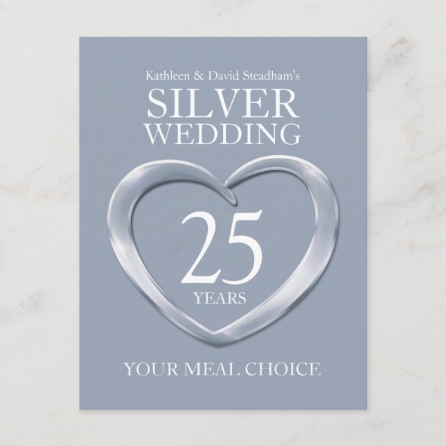 25. Silver Wedding Jubiläum Wahl Begleitkarte (Vorderseite)
