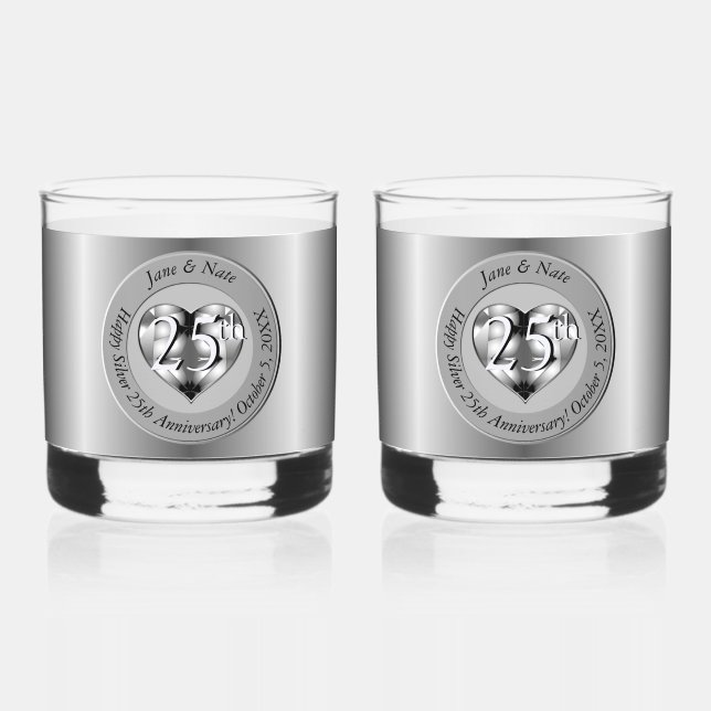 25. Silver Wedding Jubiläum Whiskyglas (Vorderseite)