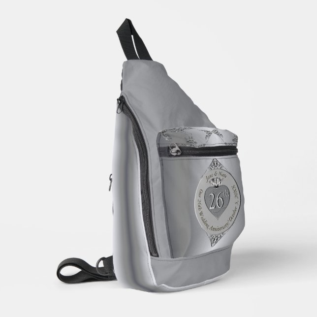 25. Silvery Wedding Jubiläum Print Cut Sew Bag Crossbody Bag (Linke Seite)