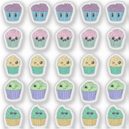 25 Süße Kawaii-Cupcake-Aufkleber Aufkleber
