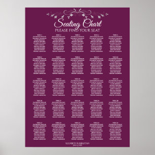 25 Tabelle Elegant Cassis Hochzeitsskala Poster