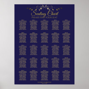25 Tabelle elegant Gold & Navy Hochzeitskarte Poster