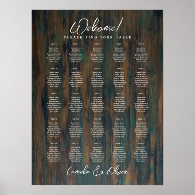 25 Tabelle Elegante RUSTISCHE Herbstplakette Poster (Vorne)