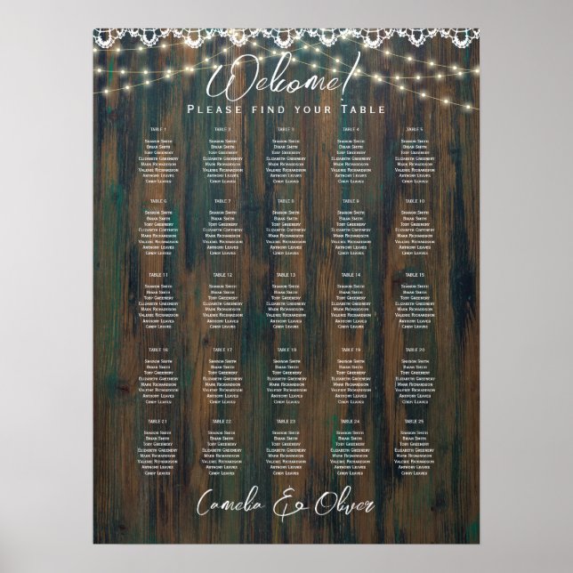 25 Tabelle Elegante RUSTISCHE Herbstplakette Poster (Vorne)