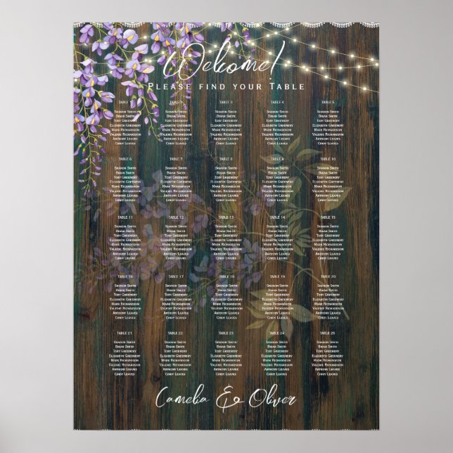 25 Tabelle Elegante RUSTISCHE Herbstplakette Poster (Vorne)