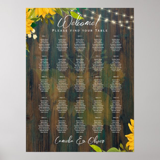 25 Tabelle Elegante RUSTISCHE Herbstplakette Poster (Vorne)