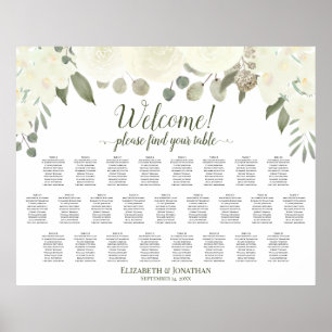 25 Tabelle Elfenbeinrosen Hochzeitstabelle Poster