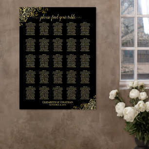 25 Tabelle Gold & Black Wedding Seating Chart Poster