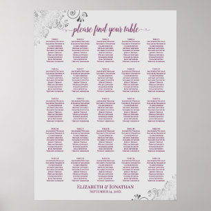 25 TabellenCassis on Gray Wedding Seating Chart Poster