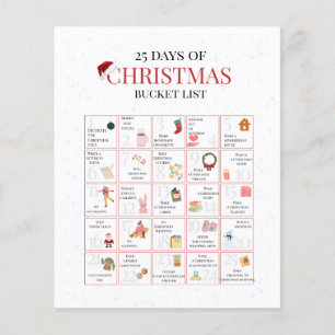 25 Tage Weihnachts-Bucket-List-Kunst Flyer