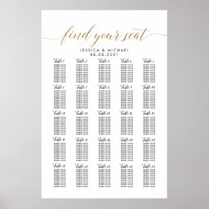 25 Tische 250 Gäste Sitzordnung große Hochzeit Poster