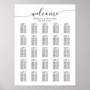 25 Tische Willkommen Hochzeit 250 Gäste Sitzordnun Poster